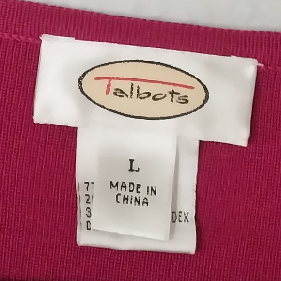 Talbots Fuchsia Silk Blend Button Closure Cardigan With Pointelle Knit Detail - Picture 3 of 10